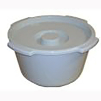Commode pan with lid and handle